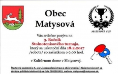 Pozvánka na stolnotenisový turnaj do Matysovej