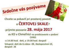 POZVÁNKA NA DIVADELNÉ PREDSTAVENIE: "ČERTOVA SKALA"