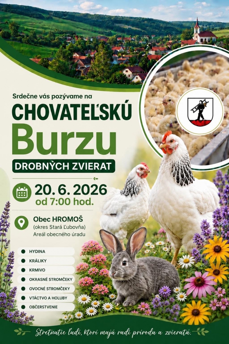 Chovateľská burza 20.06.2026 Hromoš