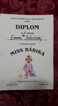 Emmka Salusová na 2. mieste v súťaži Miss Babika 2016. Blahoželáme! – fotografia 2