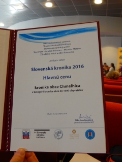 Hlavnú cenu v súťaži "Slovenská kronika 2016" získala kronika obce Chmeľnica – fotografia 18