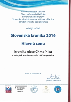 Hlavnú cenu v súťaži "Slovenská kronika 2016" získala kronika obce Chmeľnica – fotografia 20