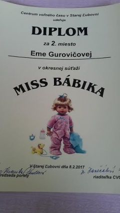 Úspech Emky Gurovičovej zo ZŠ Chmeľnica v okresnej súťaži Miss bábika. Blahoželáme! – fotografia 9