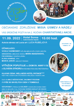 2. ročník charitatívnej akcie - 11.09.2022 Hotel Sorea Ľubovnianske kúpele