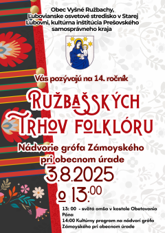 Pozvánka na 14. ročník Ružbašských trhov folklóru 03.08.2025