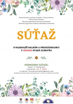 SÚŤAŽ - O najkrajší balkón, predzáhradku alebo záhradu v okrese SL