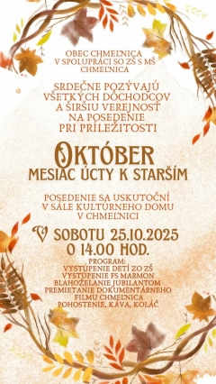 Pozvánka na Posedenie pri príležitosti Mesiaca úcty k starším a Októberfest