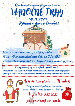Pozvánka na Vianočné trhy v Chmeľnici