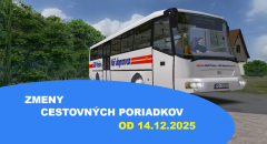 Cestovné poriadky od 14.12.2025 - SAD Prešov